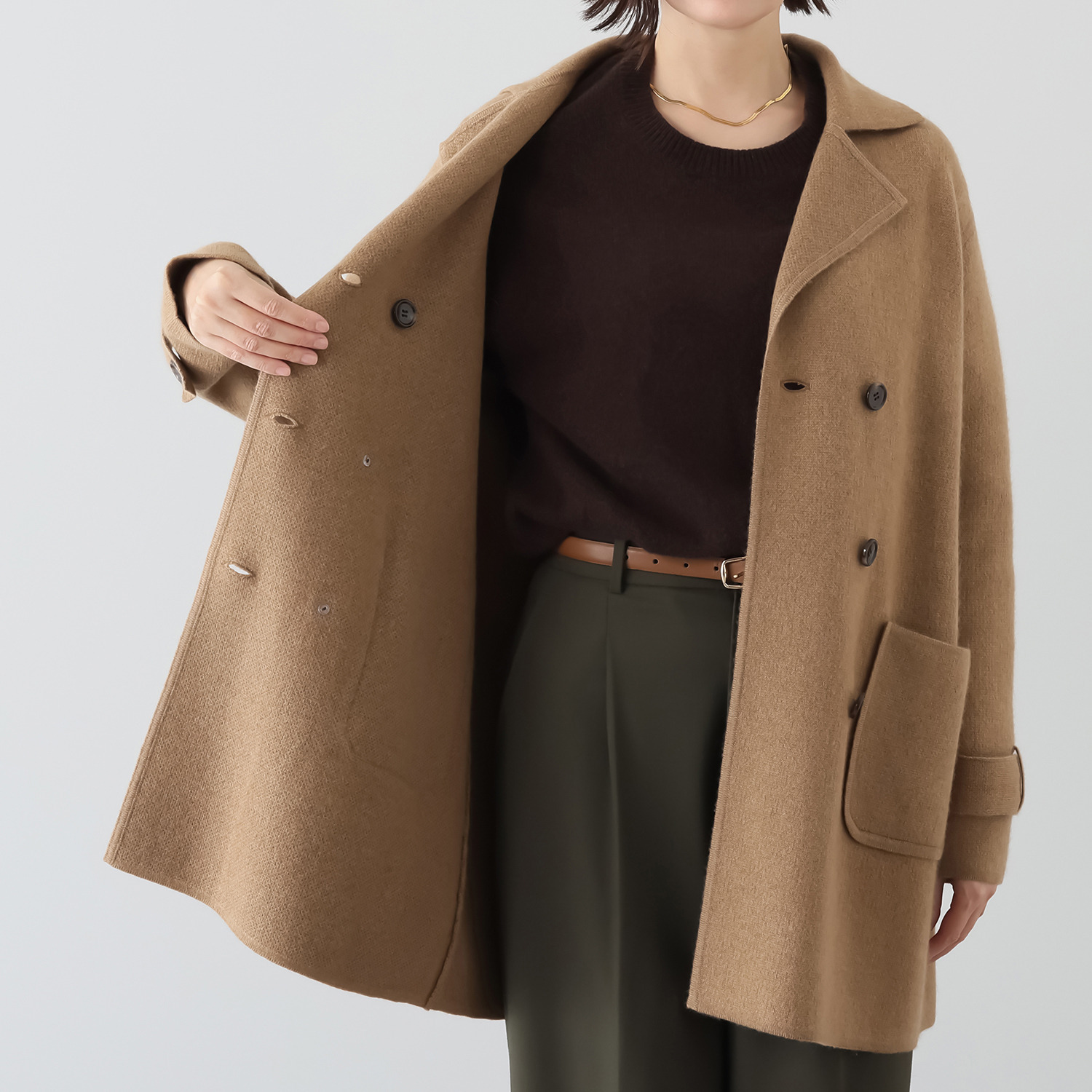 ネイチャーズ キャメル１００％ ダブルジャガード編 ピーコート