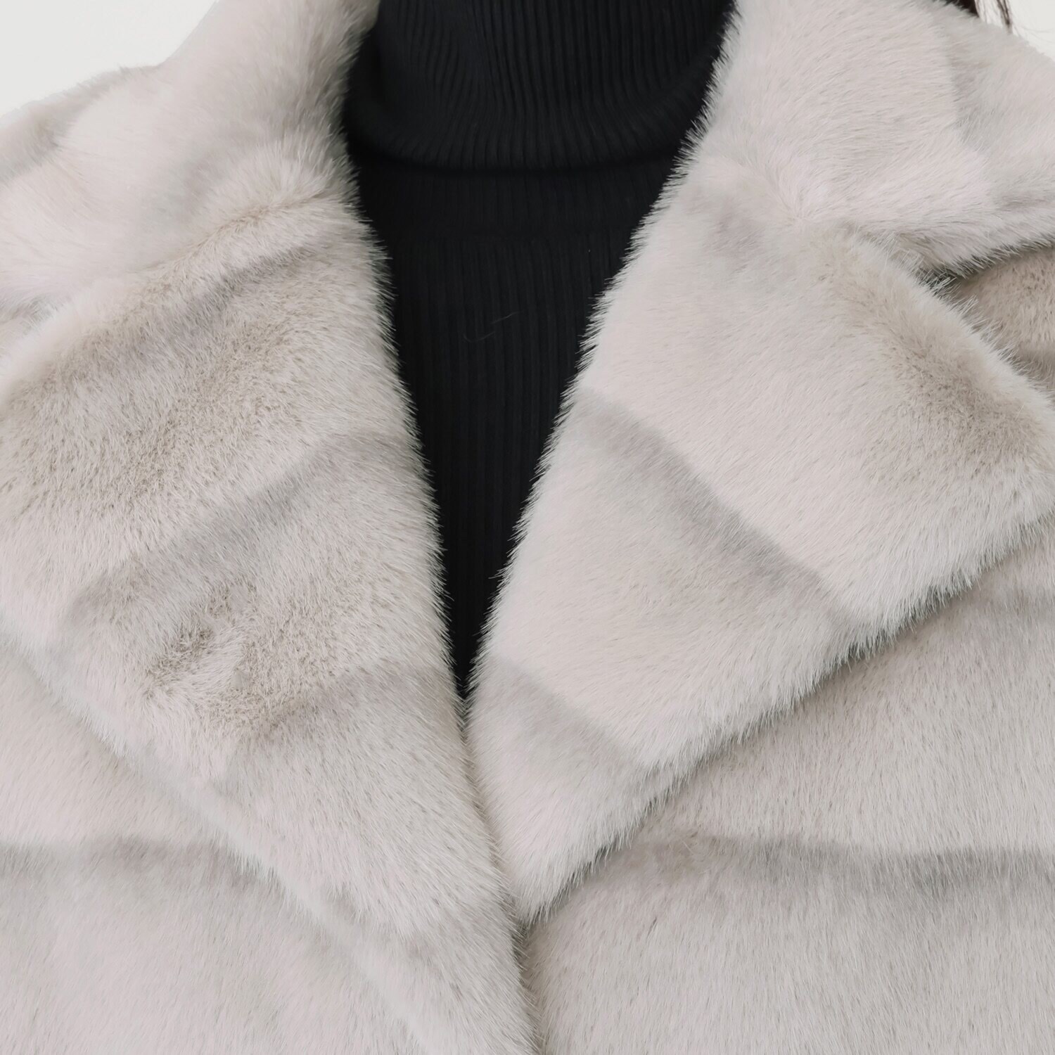 マリエール ミンク調エコファー テーラードカラー ロングベスト