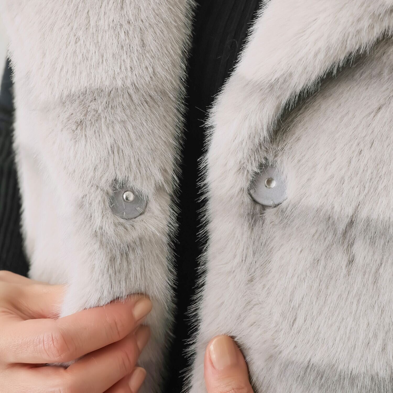 マリエール ミンク調エコファー テーラードカラー ロングベスト