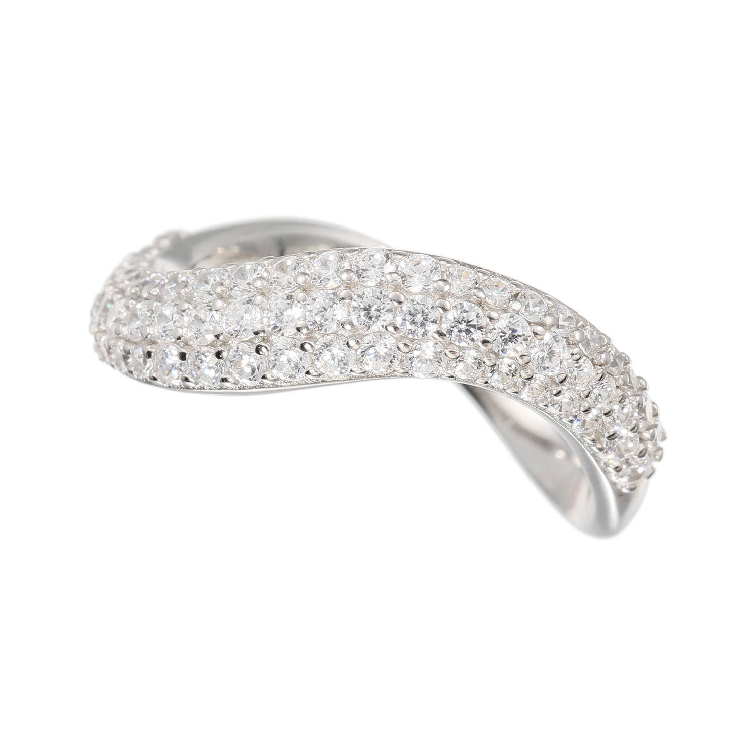 ダイアモア シルバー　ＣＺ パヴェ ウェーブリング