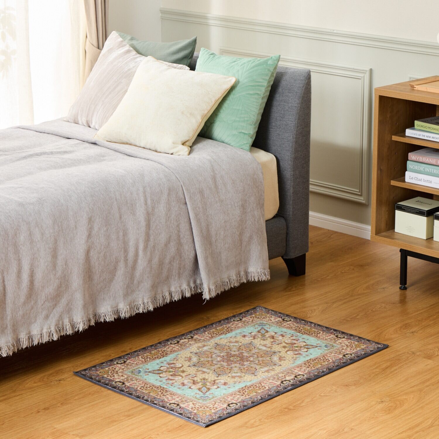 はっ水加工 ペルシャンデザイン ウールタッチマット “リオネッタ” ＜６０×９０ｃｍ＞ 