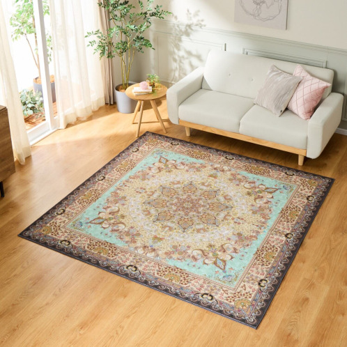 はっ水加工　ペルシャンデザイン　ウールタッチカーペット　"リオネッタ"　＜１９０×１９０ｃｍ＞