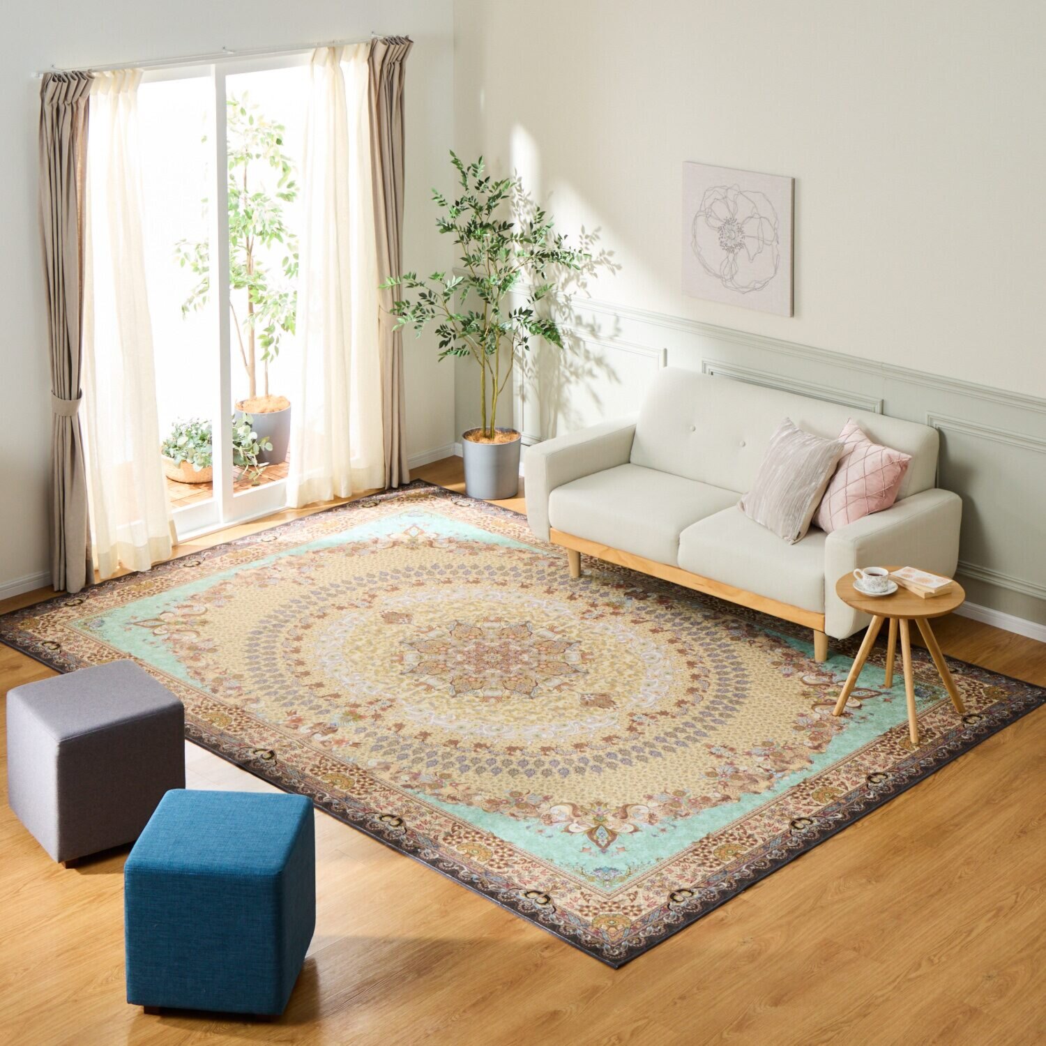 はっ水加工 ペルシャンデザイン ウールタッチカーペット “リオネッタ” ＜２３０×３２０ｃｍ＞