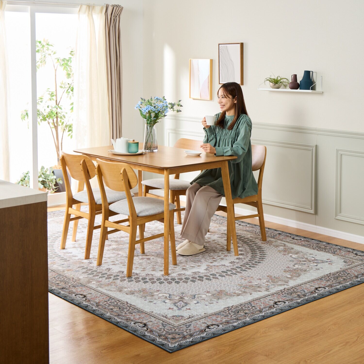 はっ水加工 ペルシャンデザイン ウールタッチカーペット “リオネッタ” ＜２３０×３２０ｃｍ＞