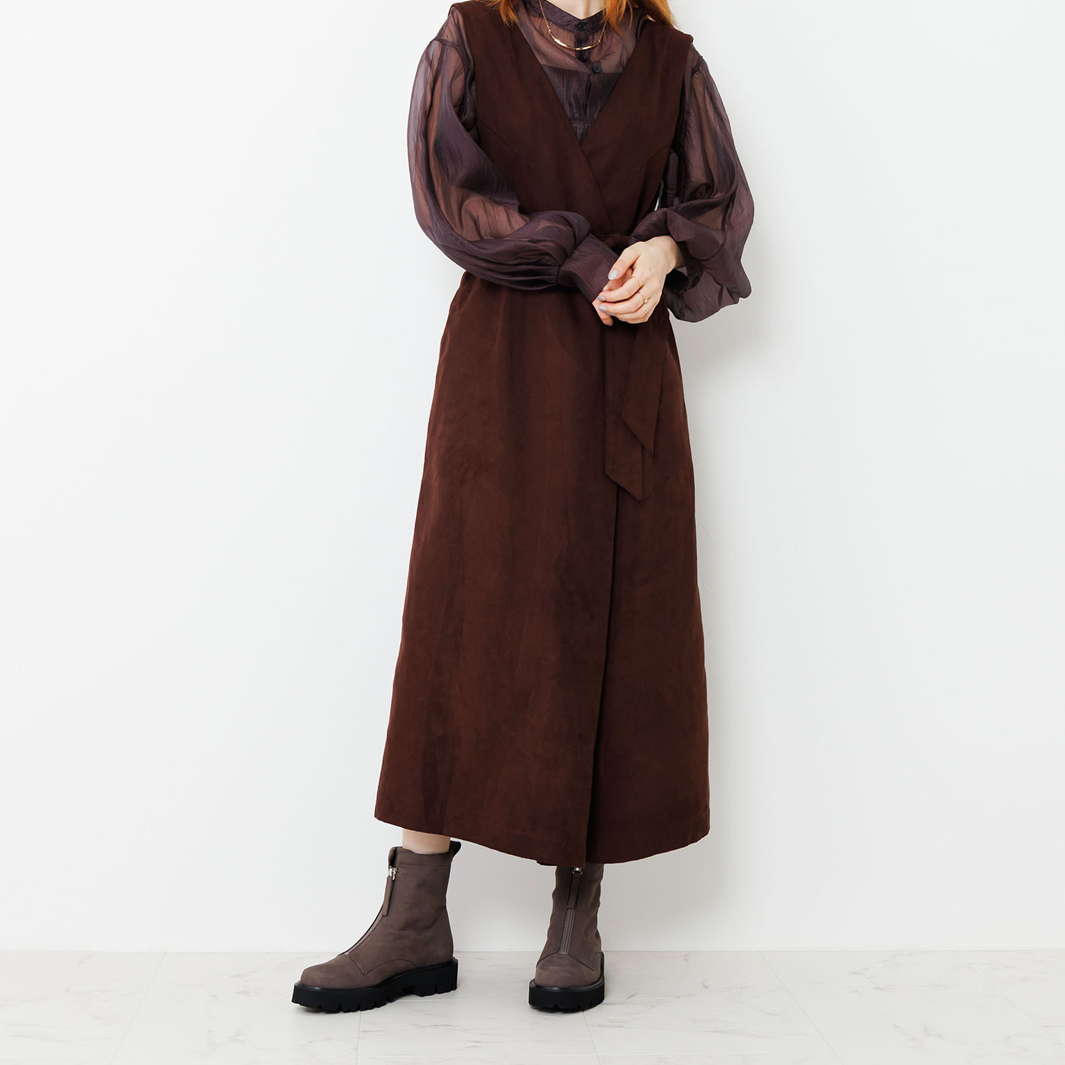 卑弥呼 日本製 はっ水牛革 フロントジップブーツ