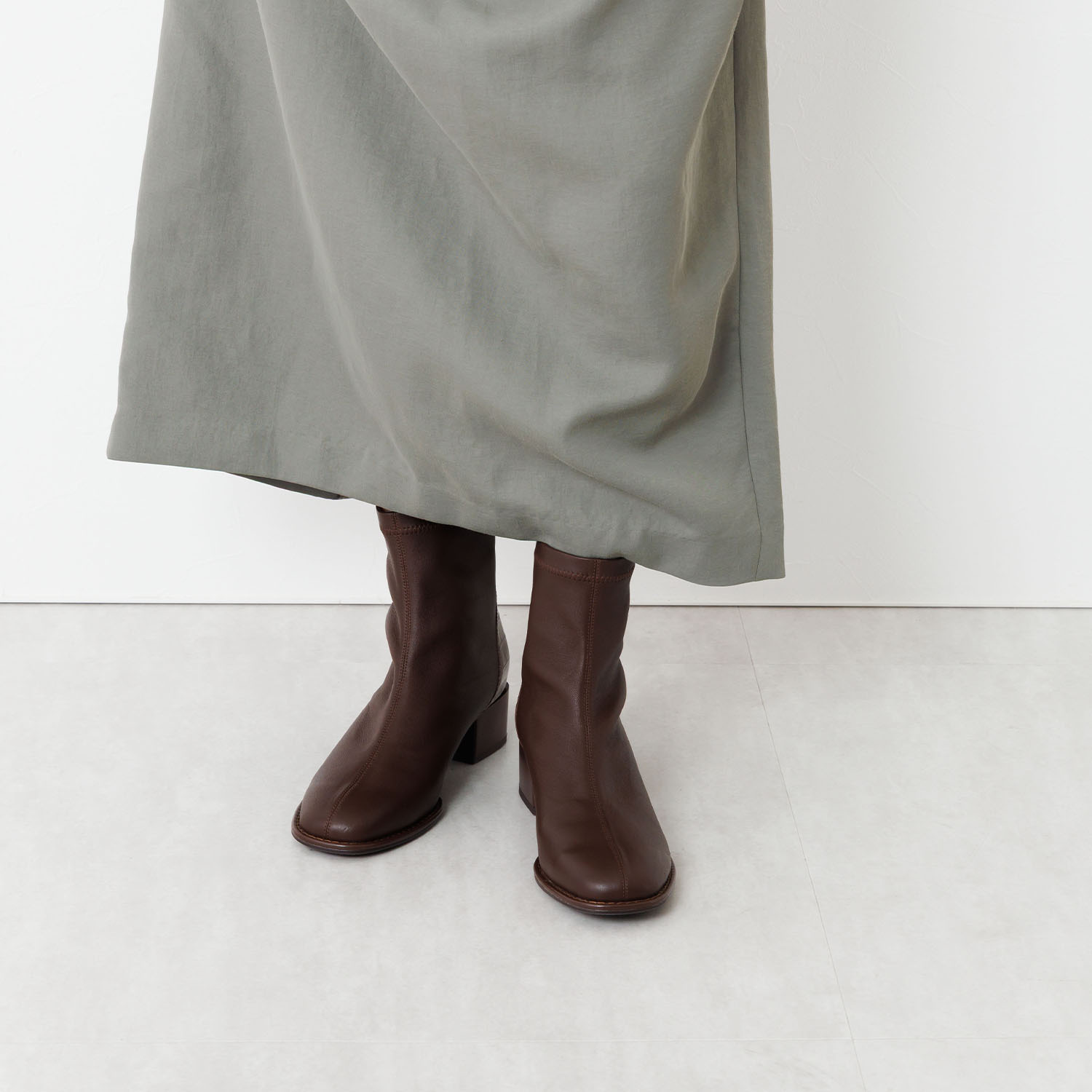 卑弥呼 シープレザー 型押しコンビ ストレッチブーツ