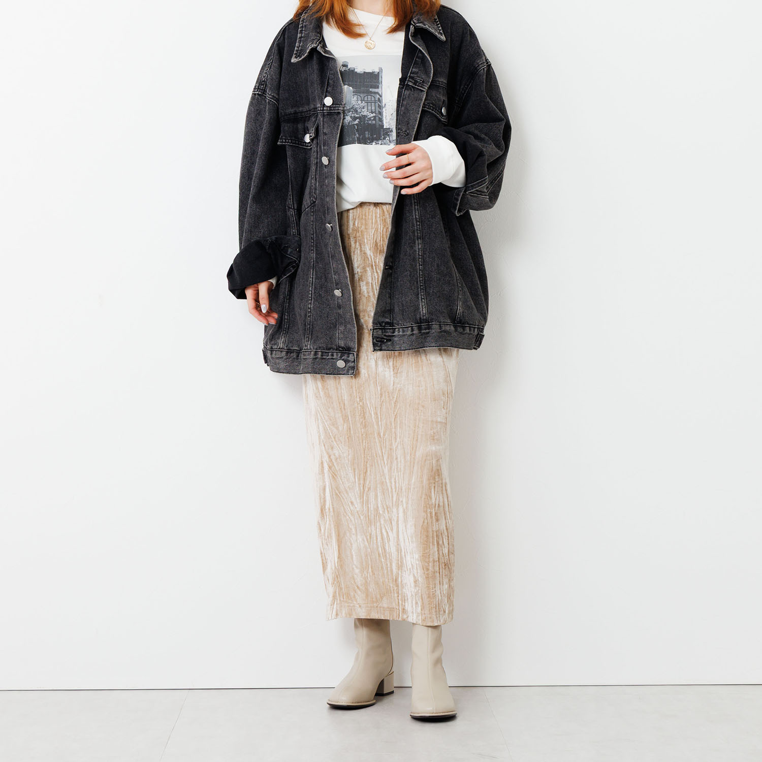 卑弥呼 シープレザー 型押しコンビ ストレッチブーツ