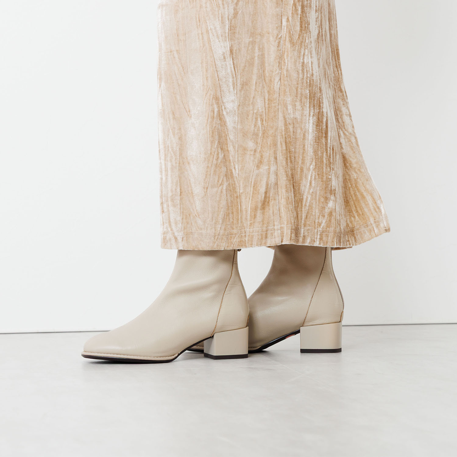 卑弥呼 シープレザー 型押しコンビ ストレッチブーツ