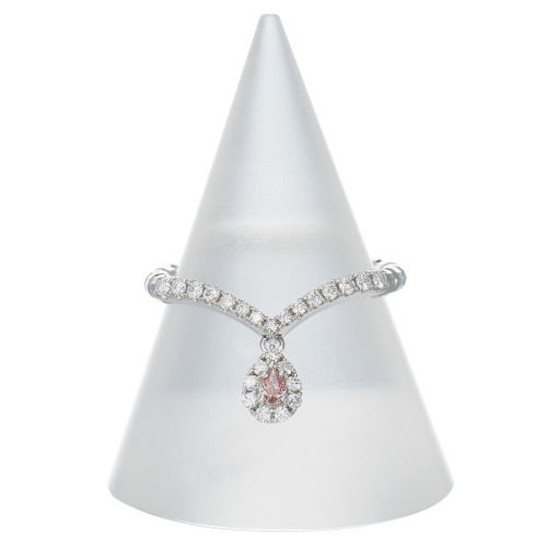 ディーラリエ　プラチナ９５０　ファンシーインテンス　ピンクダイヤモンド　ペアシェイプ　ディーエラスティック　リング＜鑑定書付＞