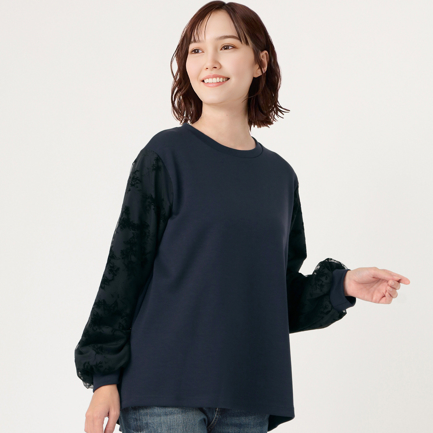 ダジュール 袖フロッキープリント チュニック