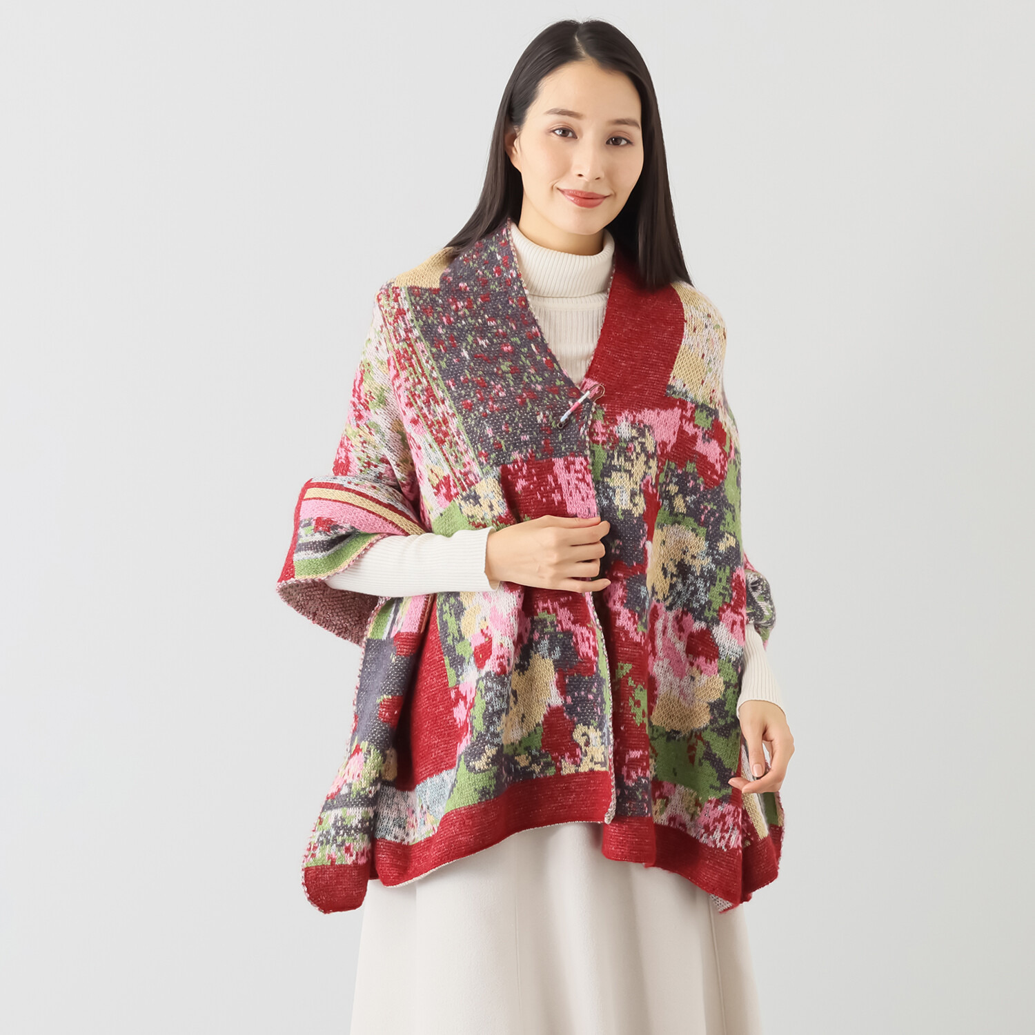 ニジイロキャンプ 日本製 ふわふわ加工 ウール混大判ストール