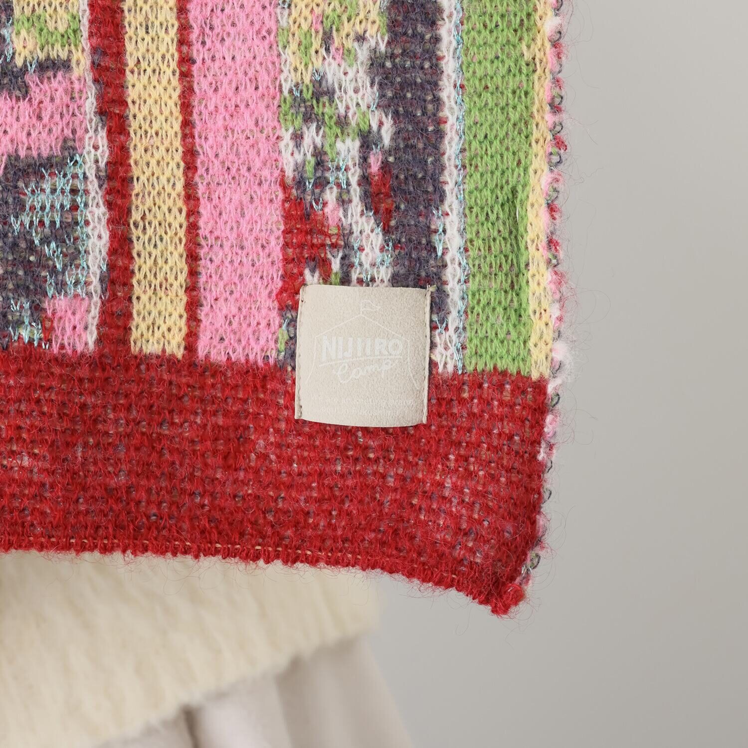 ニジイロキャンプ 日本製 ふわふわ加工 ウール混大判ストール