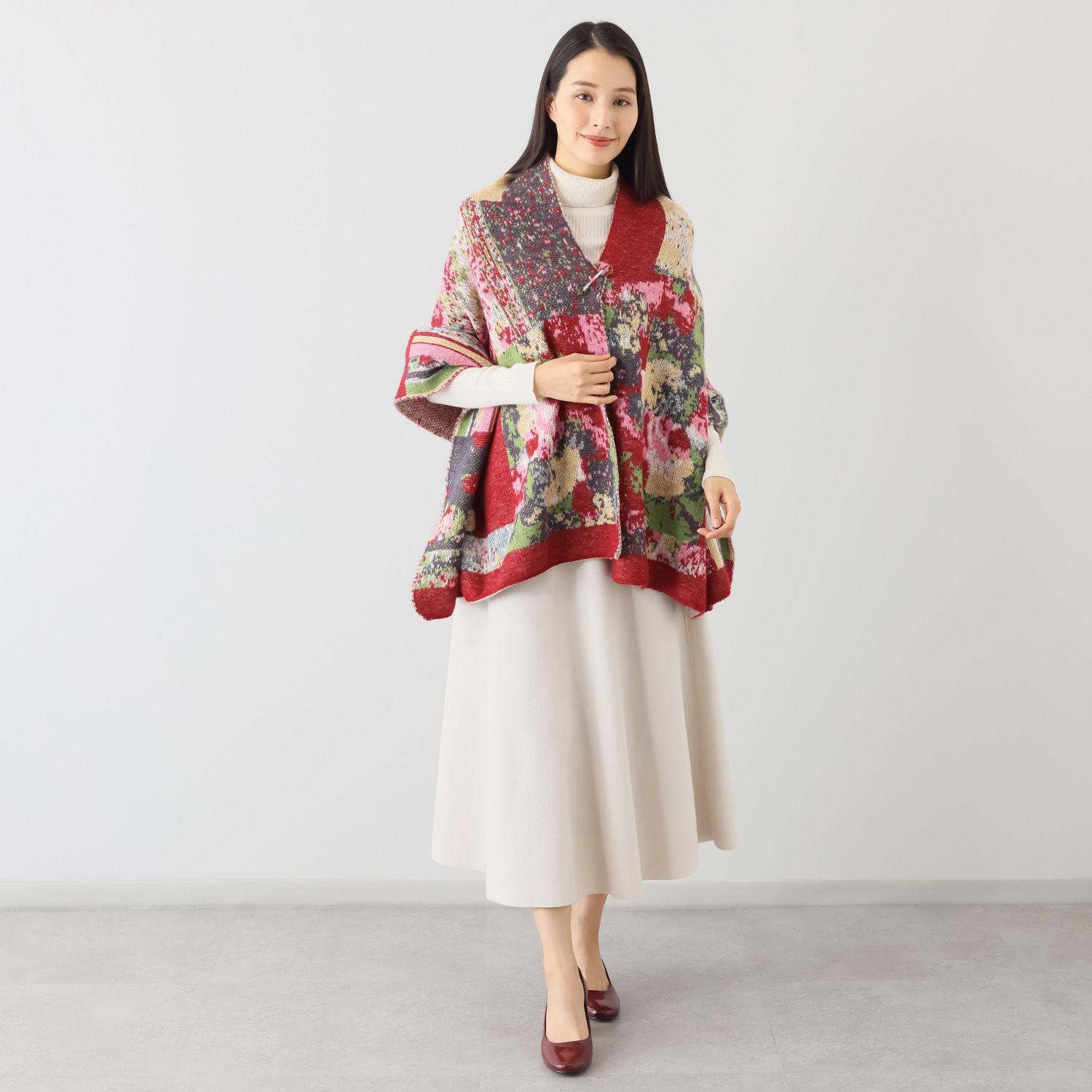 ニジイロキャンプ 日本製 ふわふわ加工 ウール混大判ストール