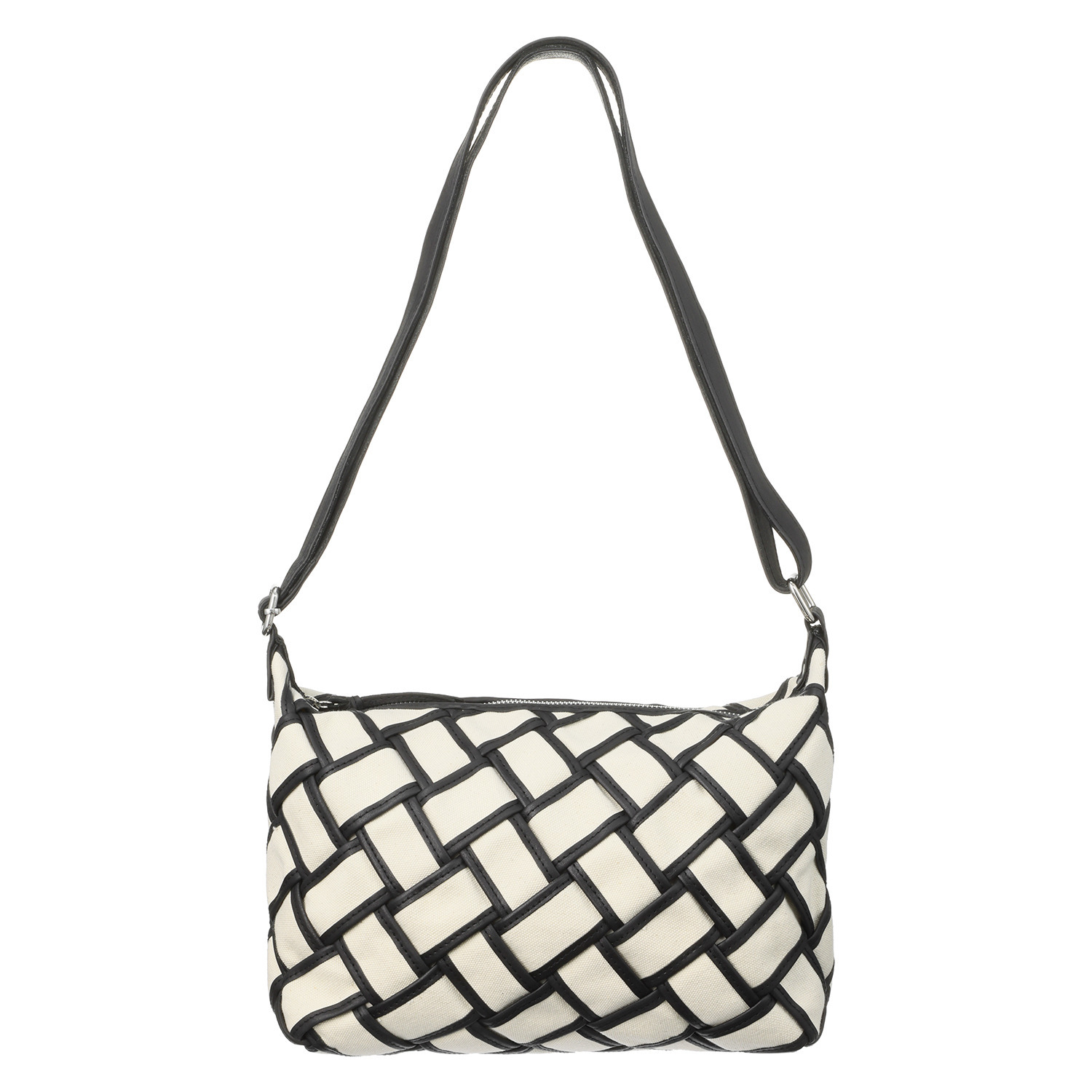 ズッケロ レザートリムキャンバス メッシュショルダーバッグ