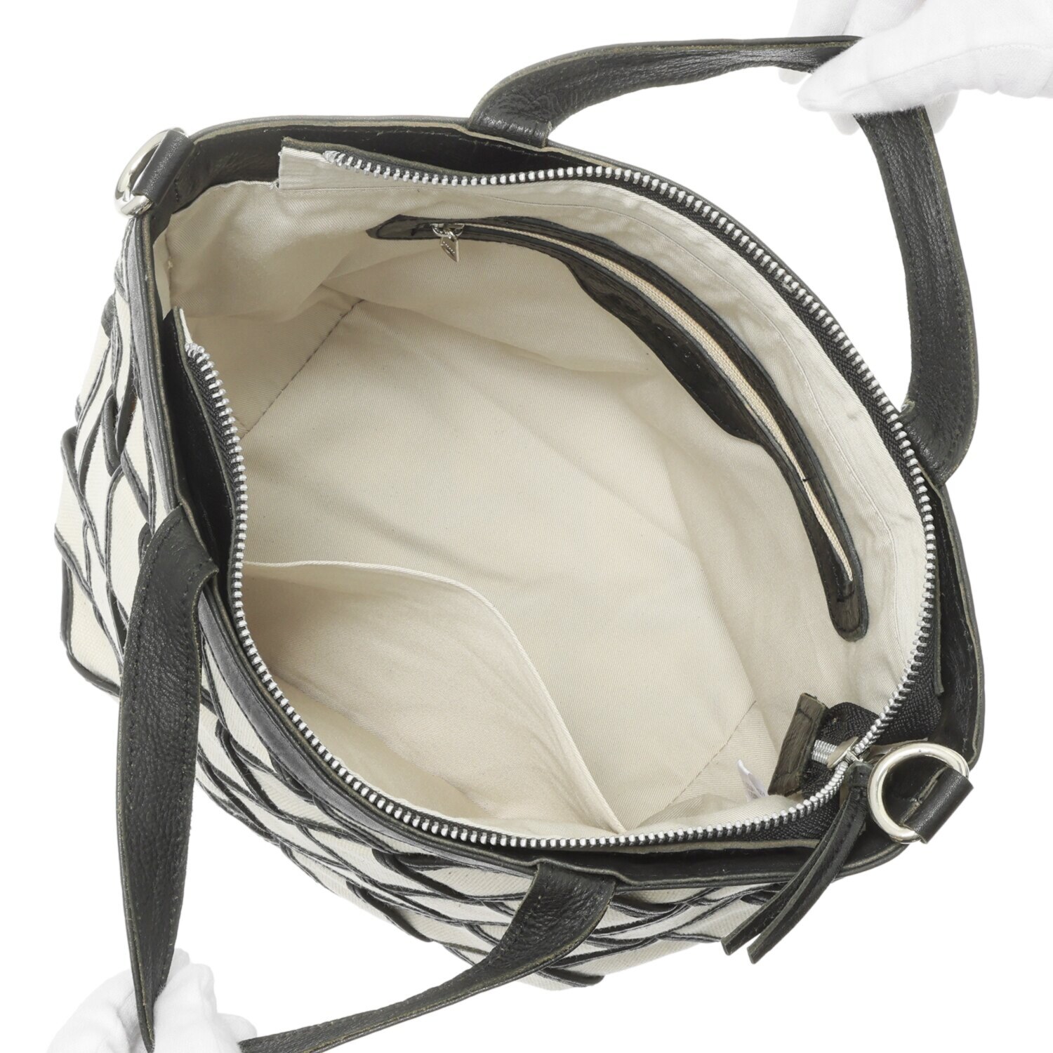 ズッケロ レザートリムキャンバス ２ウェイメッシュバッグ