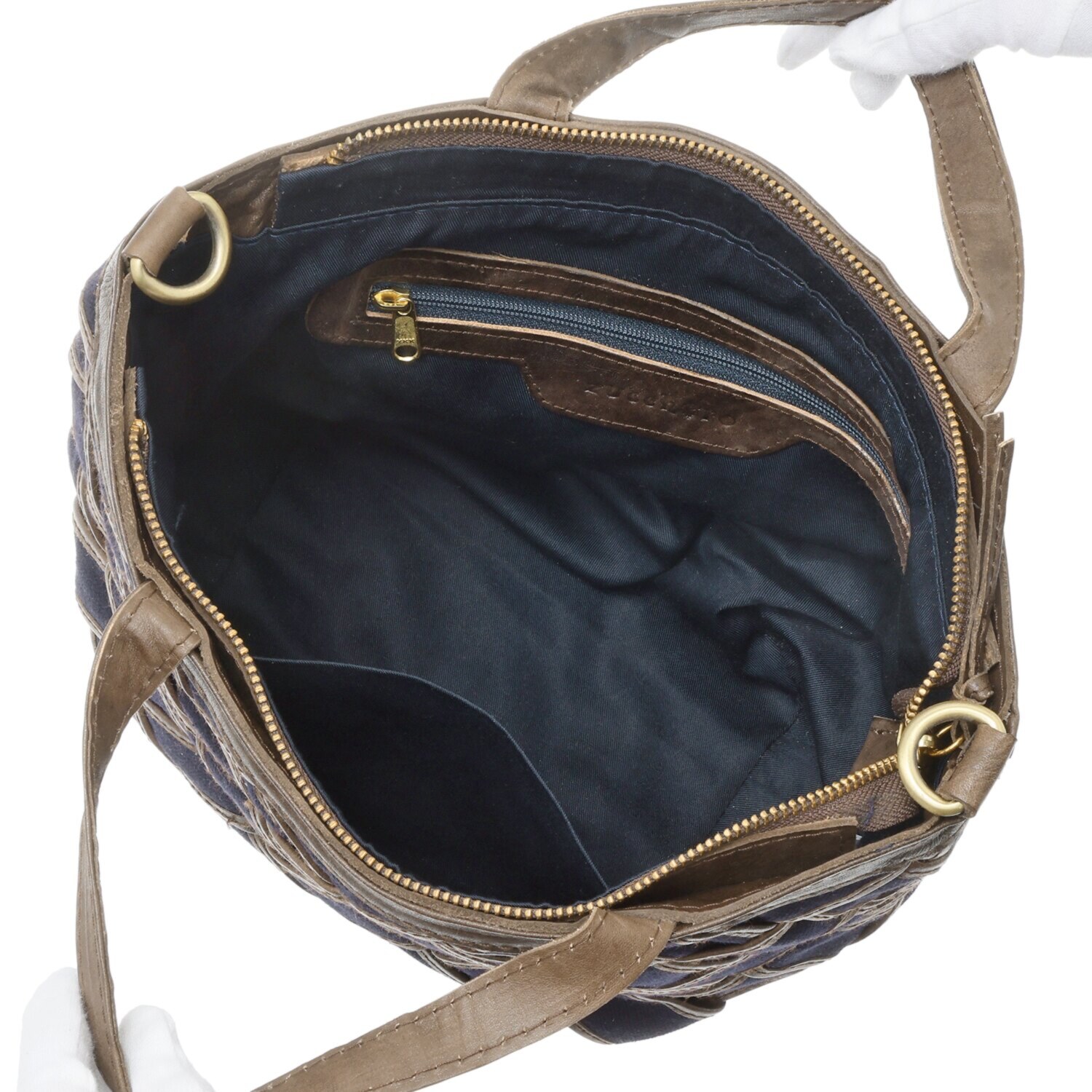 ズッケロ レザートリムキャンバス ２ウェイメッシュバッグ