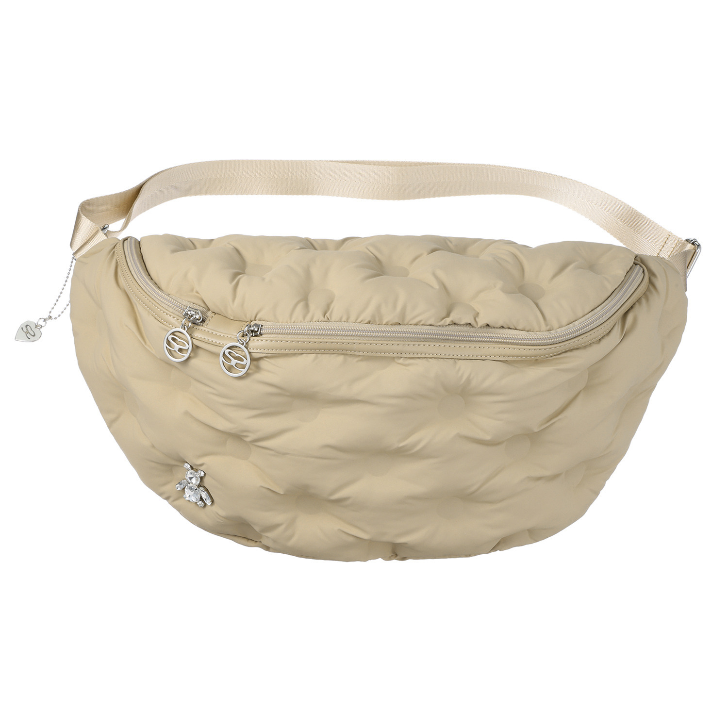 サボイ はっ水　軽量 くまビジュウアクセント 中わた入りボディバッグ