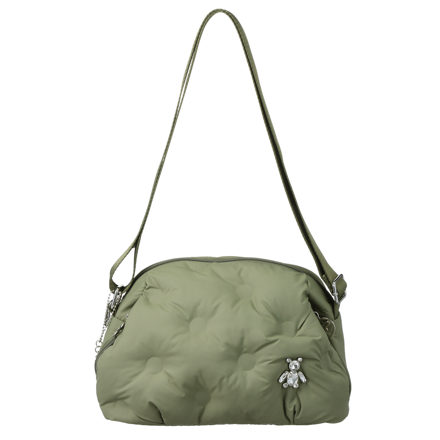 サボイ はっ水　軽量 くまビジュウアクセント 中わた入り ショルダーバッグ