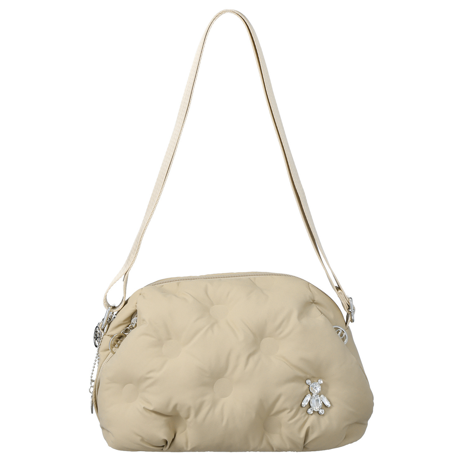 サボイ はっ水　軽量 くまビジュウアクセント 中わた入り ショルダーバッグ