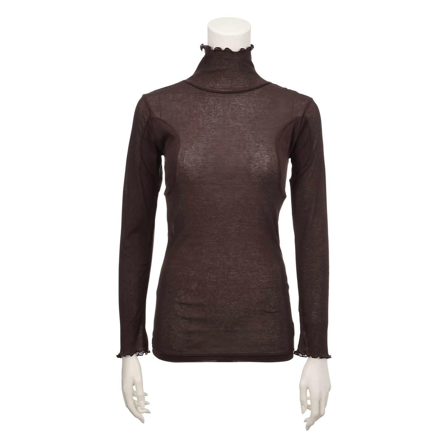 マリランテ 強撚糸綿１００％ ハイネック＆丸首七分袖 薄くてさらさらインナー 同色２枚セット