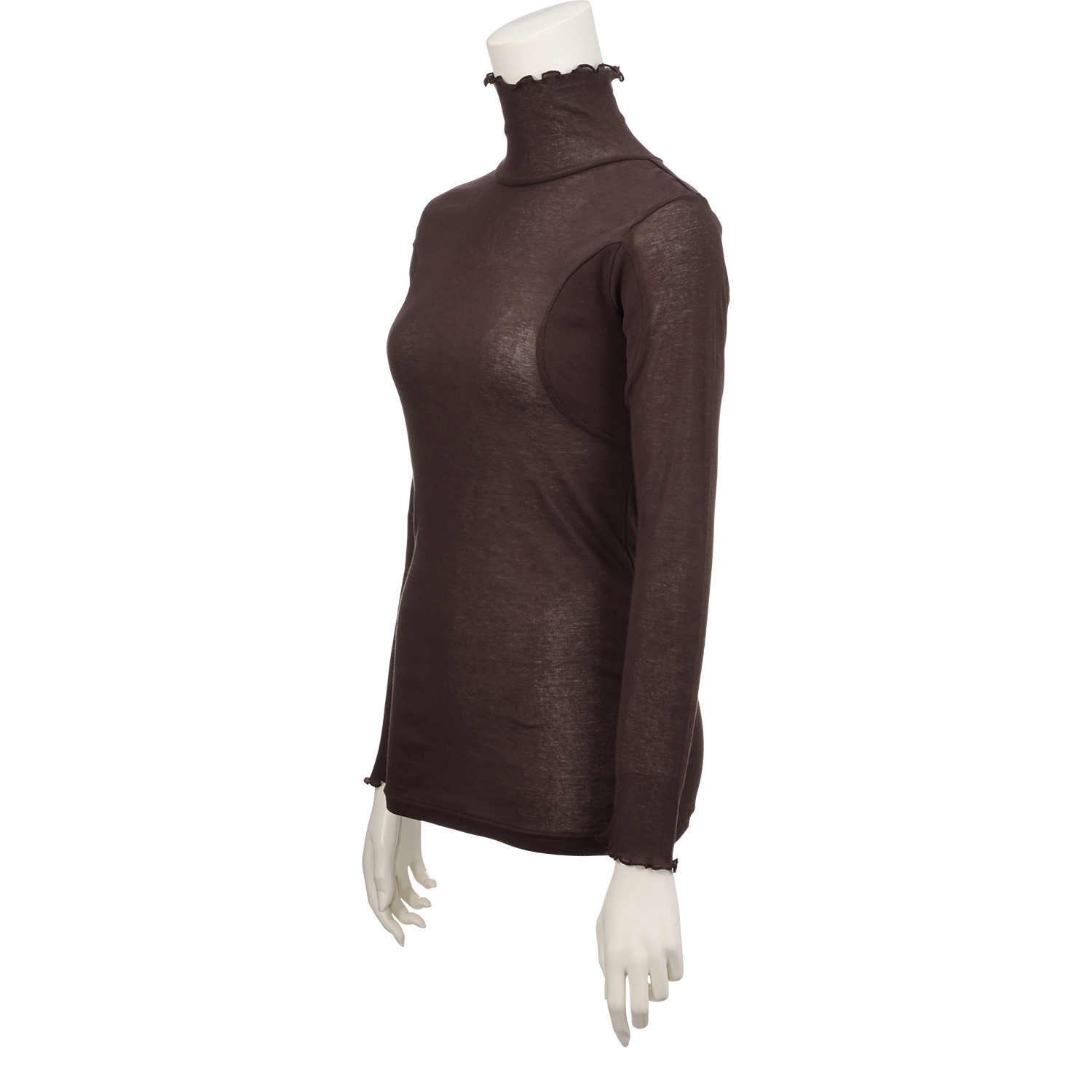 マリランテ 強撚糸綿１００％ ハイネック＆丸首七分袖 薄くてさらさらインナー 同色２枚セット