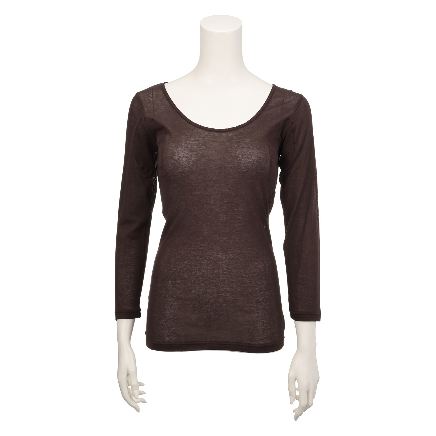 マリランテ 強撚糸綿１００％ ハイネック＆丸首七分袖 薄くてさらさらインナー 同色２枚セット