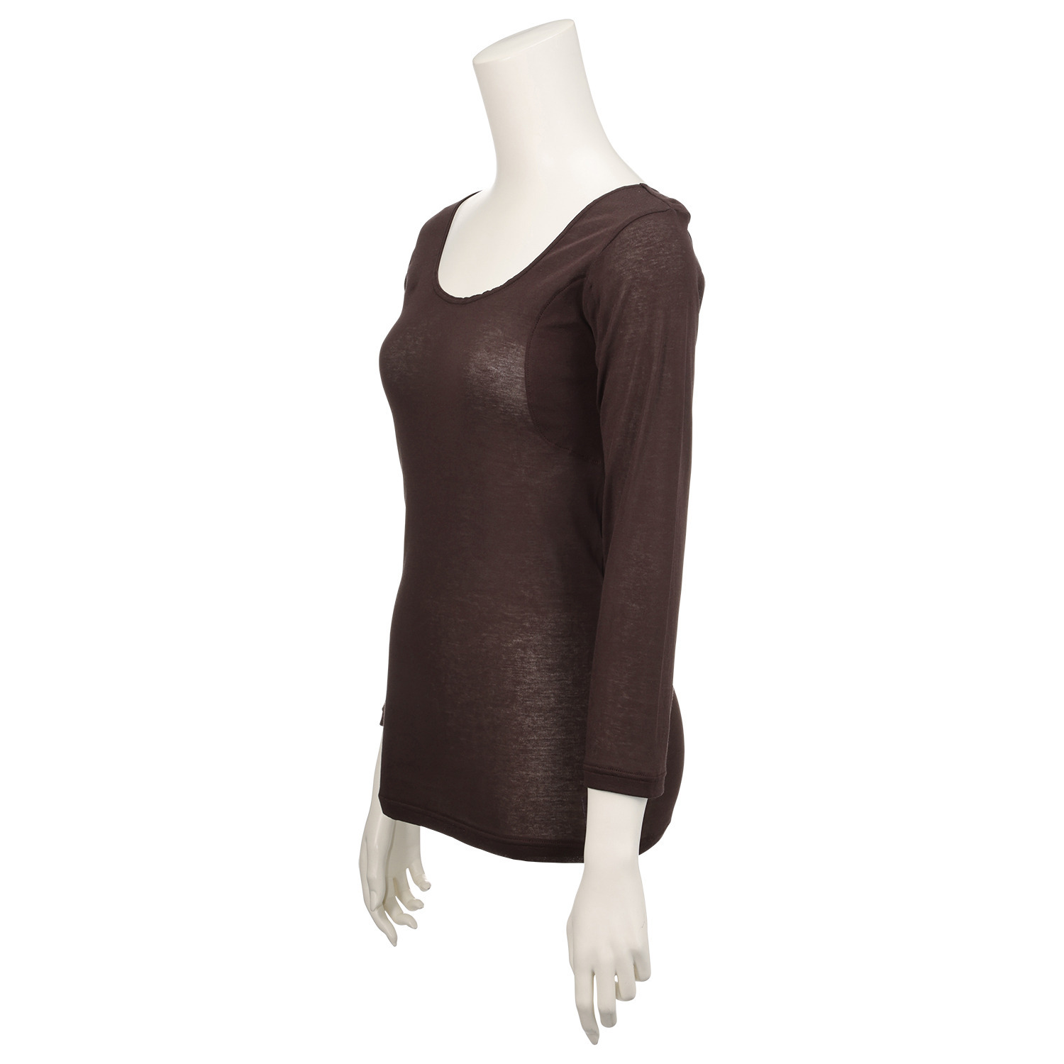 マリランテ 強撚糸綿１００％ ハイネック＆丸首七分袖 薄くてさらさらインナー 同色２枚セット