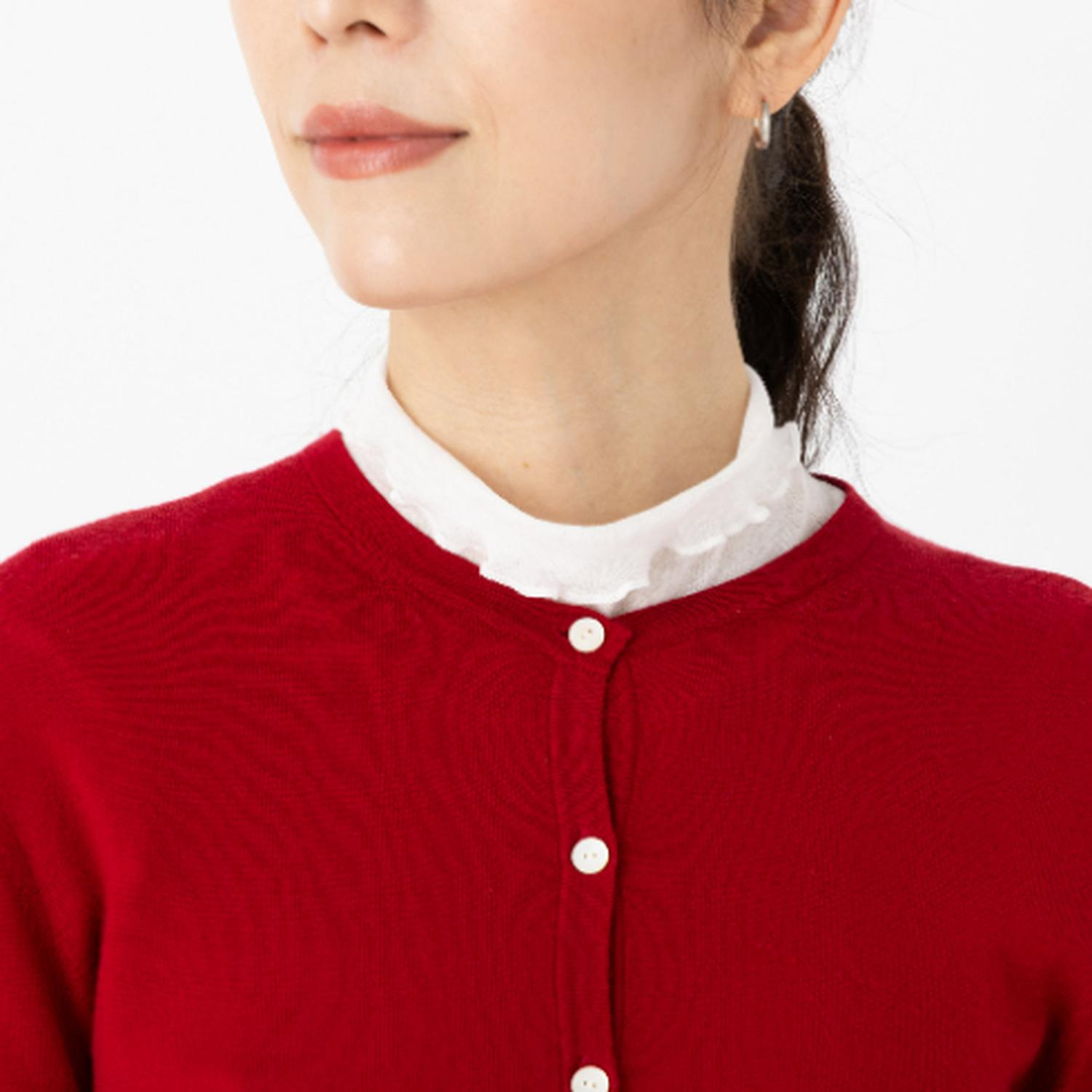 マリランテ 強撚糸綿１００％ ハイネック＆丸首七分袖 薄くてさらさらインナー 同色２枚セット