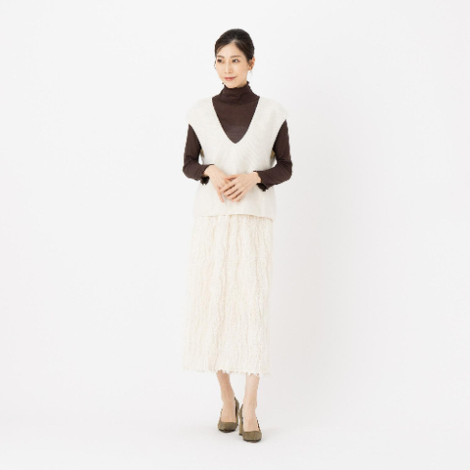 マリランテ 強撚糸綿１００％ ハイネック＆丸首七分袖 薄くてさらさらインナー 同色２枚セット