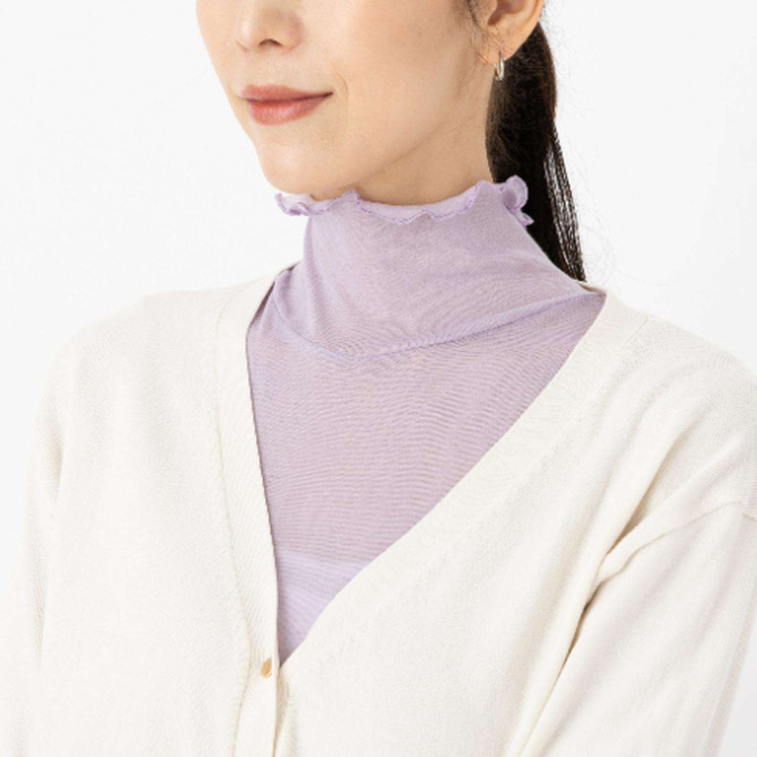 マリランテ 強撚糸綿１００％ ハイネック＆丸首七分袖 薄くてさらさらインナー 同色２枚セット