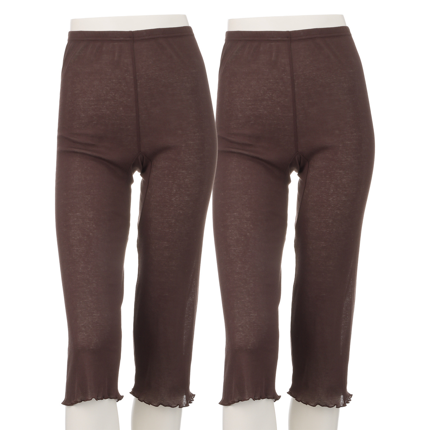 マリランテ 強撚糸綿１００％ 薄くてさらさら 七分丈ボトム 同色２枚セット