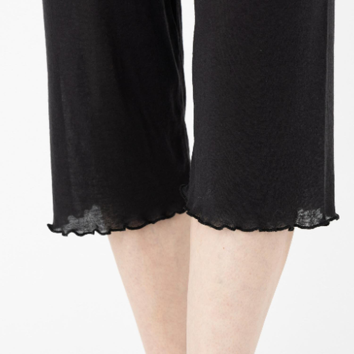 マリランテ 強撚糸綿１００％ 薄くてさらさら 七分丈ボトム 同色２枚セット