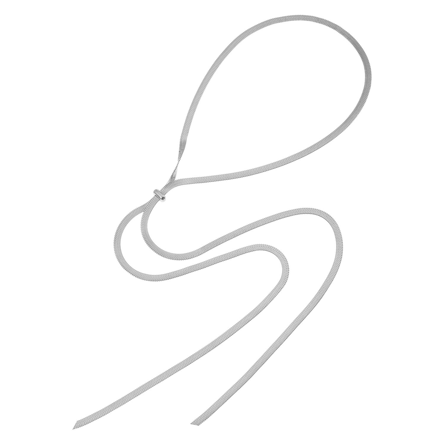 マダムヒロコ ステンレス マルチアレンジが叶う ヘリンボーンチェーン スライドロングネックレス “リーブル”