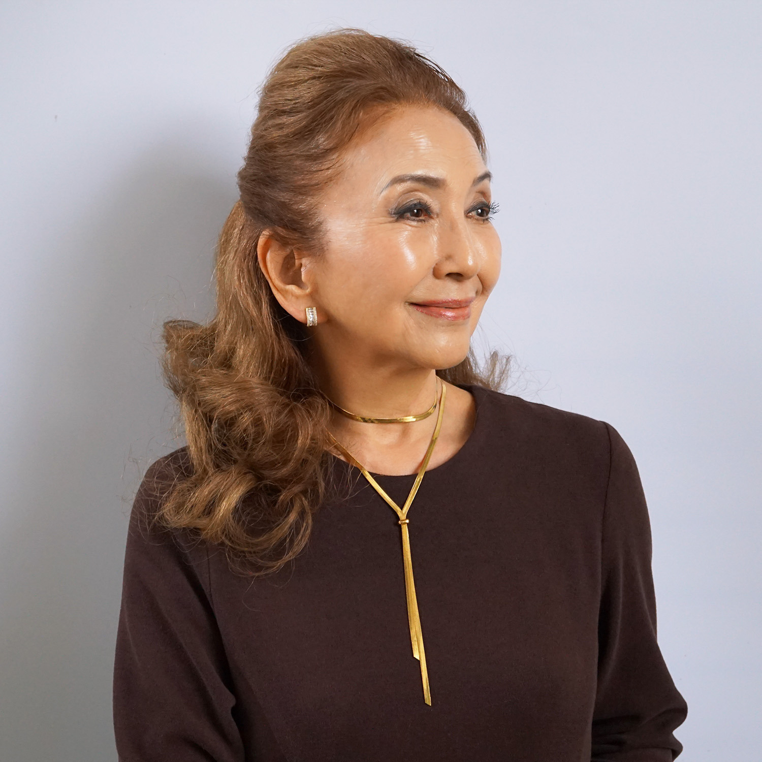 マダムヒロコ ステンレス マルチアレンジが叶う ヘリンボーンチェーン スライドロングネックレス “リーブル”