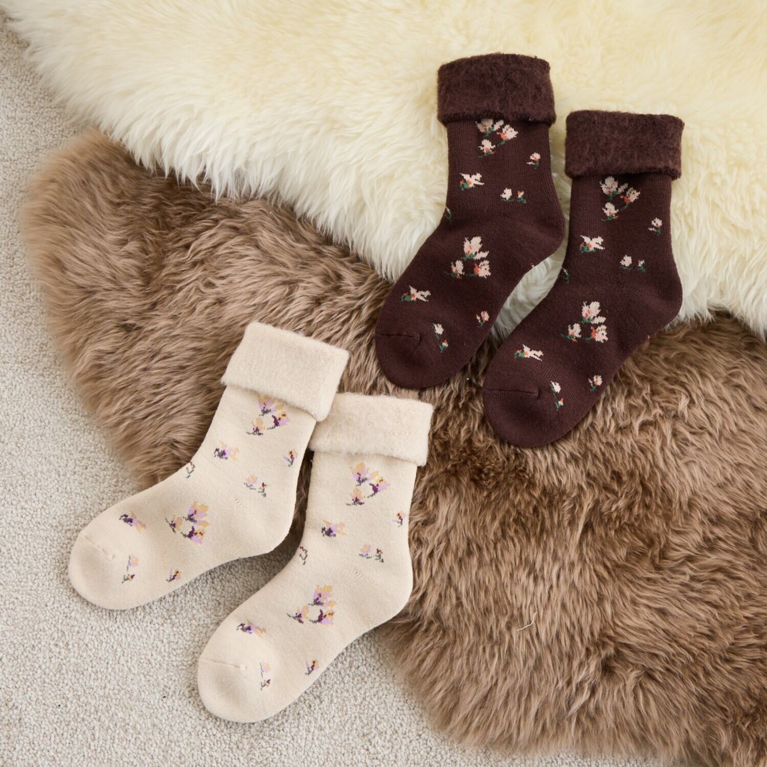 ローラアシュレイ マグノリアグローブ柄 ルームソックス レディース２色セット