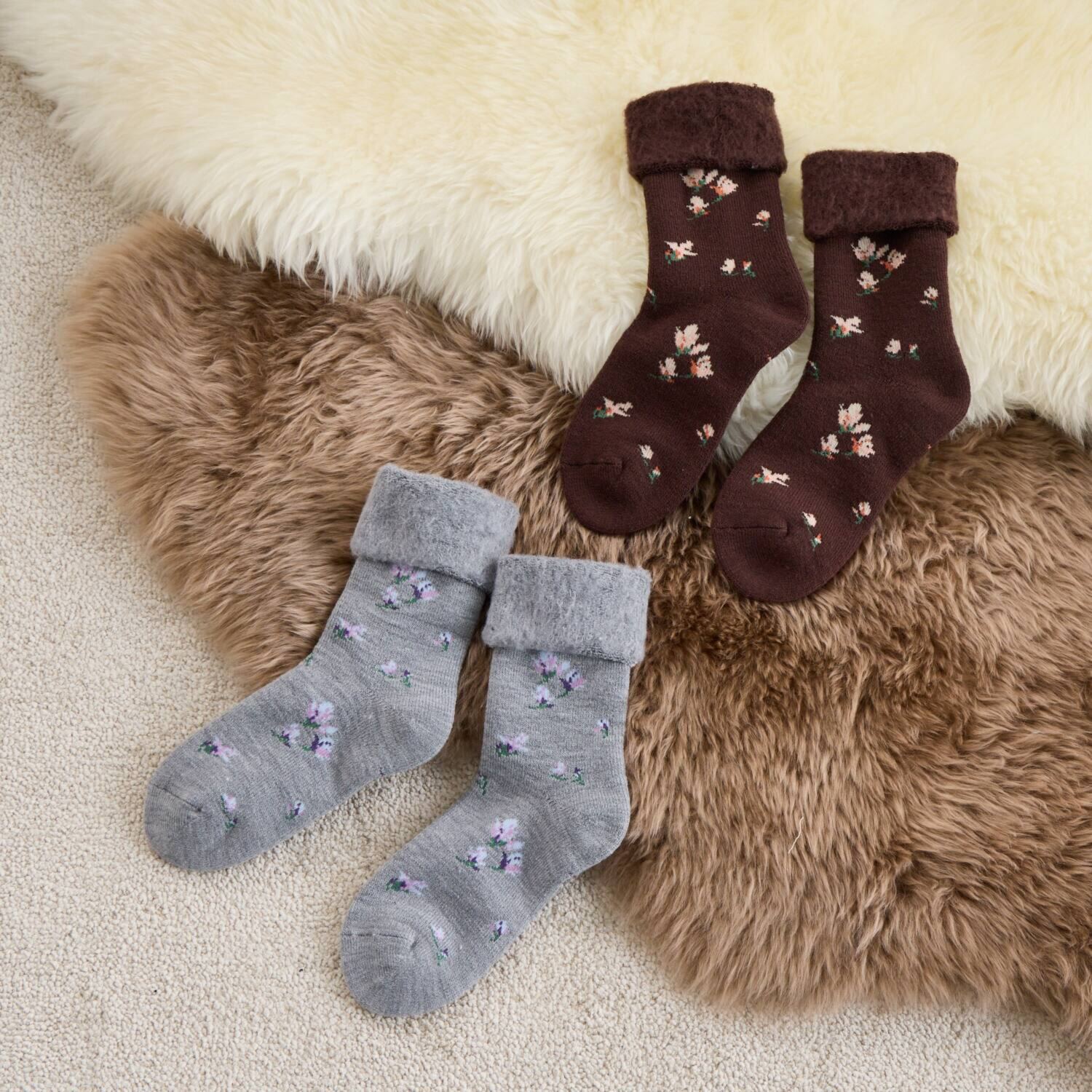 ローラアシュレイ マグノリアグローブ柄 ルームソックス レディース２色セット