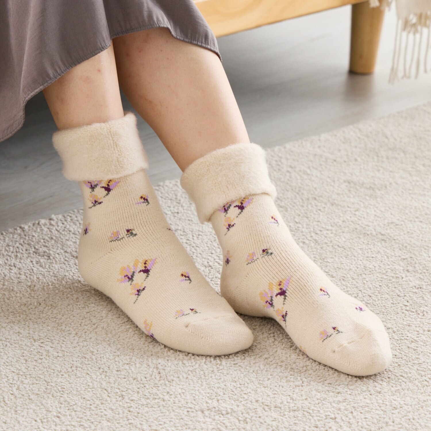 ローラアシュレイ マグノリアグローブ柄 ルームソックス レディース２色セット