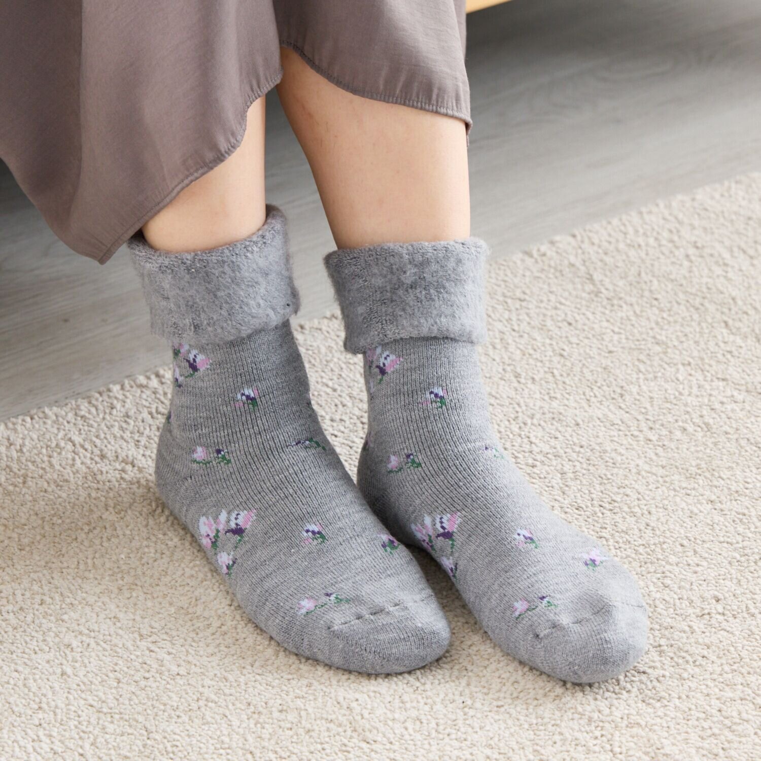 ローラアシュレイ マグノリアグローブ柄 ルームソックス レディース２色セット