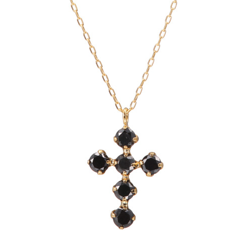 エクラプリュス　１８Ｋ　ブラックダイヤモンド　クロスモティーフ　ネックレス