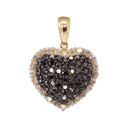 エクラプリュス　１８Ｋ　１．２カラットＵＰ　ブラックダイヤモンド＆　ダイヤモンドパヴェ　ハートモティーフ　ペンダントトップ