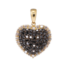 エクラプリュス １８Ｋ １．２カラットＵＰ ブラックダイヤモンド＆ ダイヤモンドパヴェ ハートモティーフ ペンダントトップ