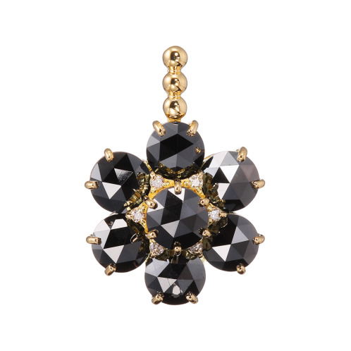 エクラプリュス　１８Ｋ　３カラットＵＰ　ブラックダイヤモンド＆　ダイヤモンド　フラワーモティーフ　ペンダントトップ