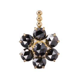エクラプリュス １８Ｋ ３カラットＵＰ ブラックダイヤモンド＆ ダイヤモンド フラワーモティーフ ペンダントトップ