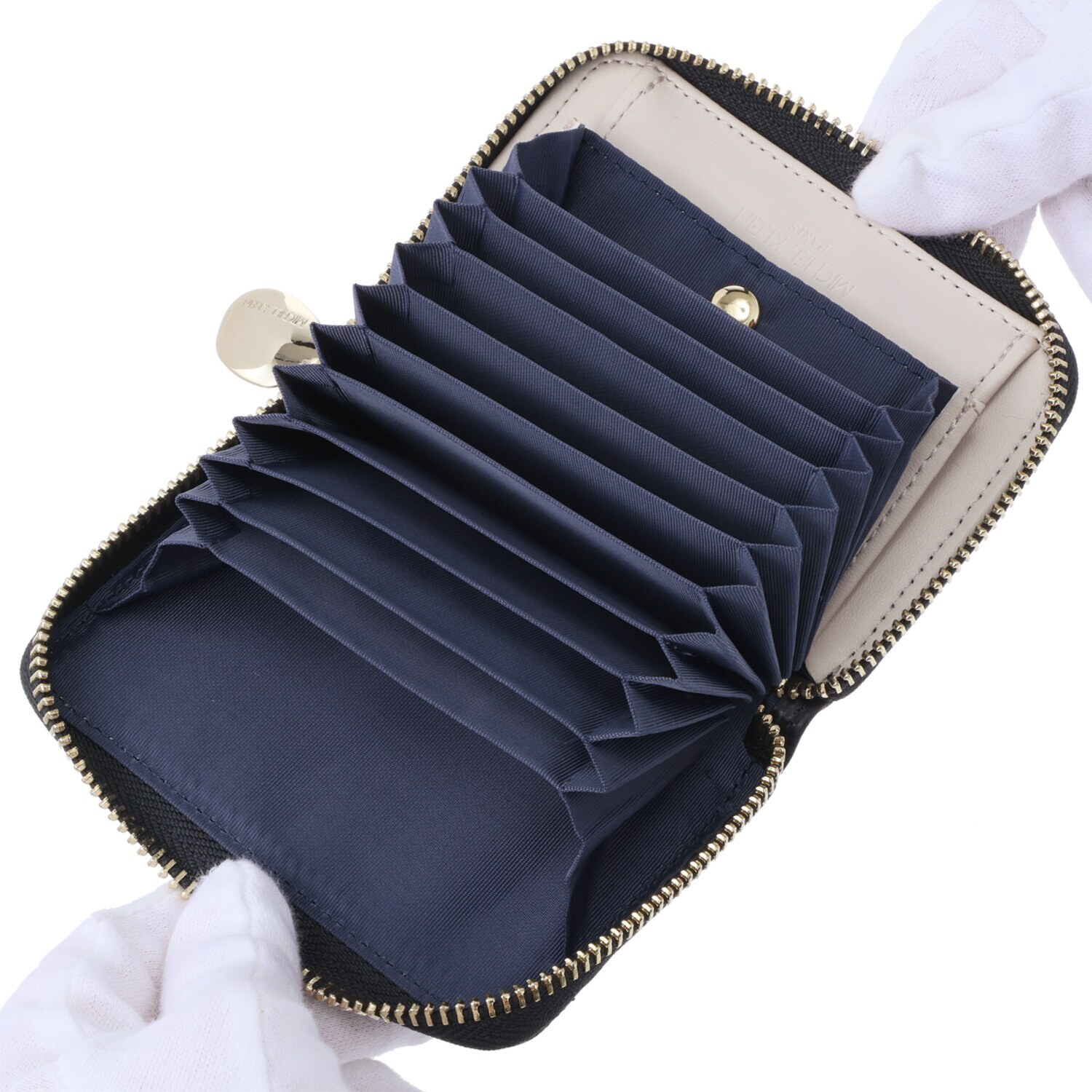 ミッシェル　クラン はっ水 牛革シュリンク型押し ラウンドコインケース