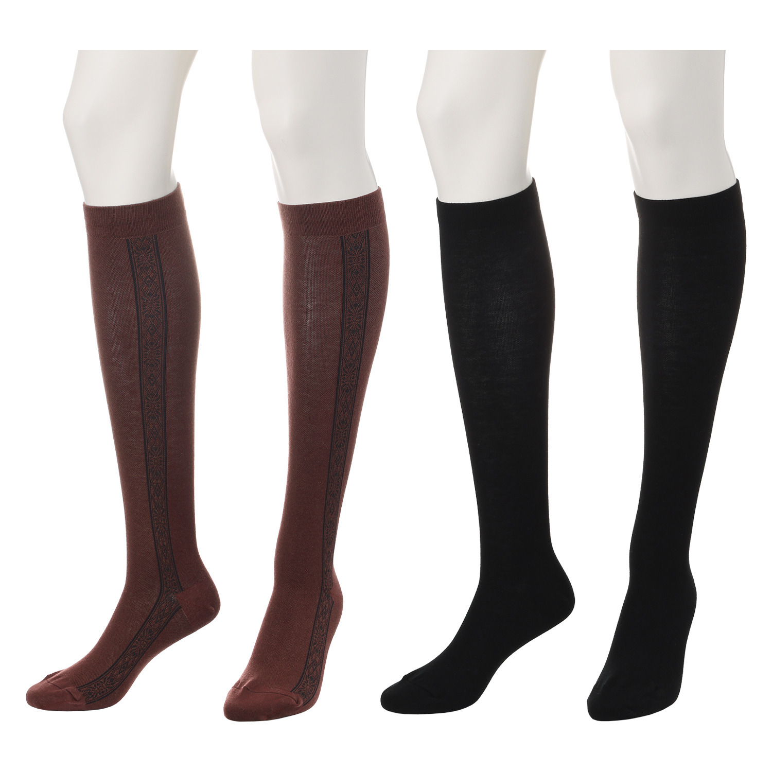 楽キュッと 日本製　独自の着圧設計 綿混ハイソックス ２足セット