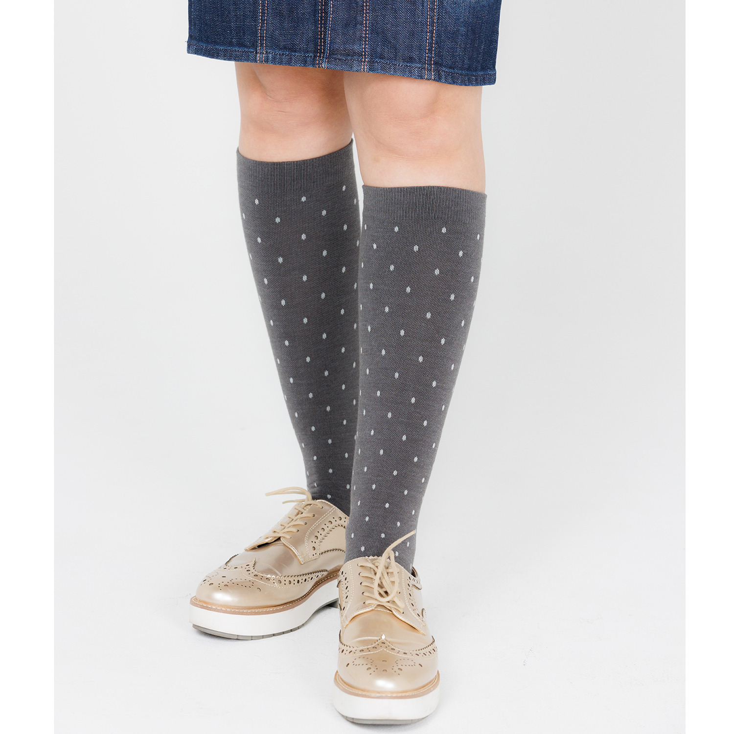 楽キュッと 日本製　独自の着圧設計 綿混ハイソックス ２足セット