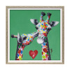 オイルペイントアート キスジラフ ＜約３３×３３ｃｍ＞