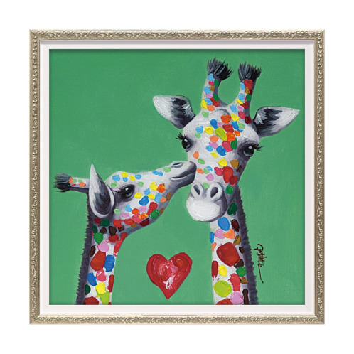 オイルペイントアート キスジラフ <約33×33cm> オイルペイントアート キスジラフ <約33×33cm>