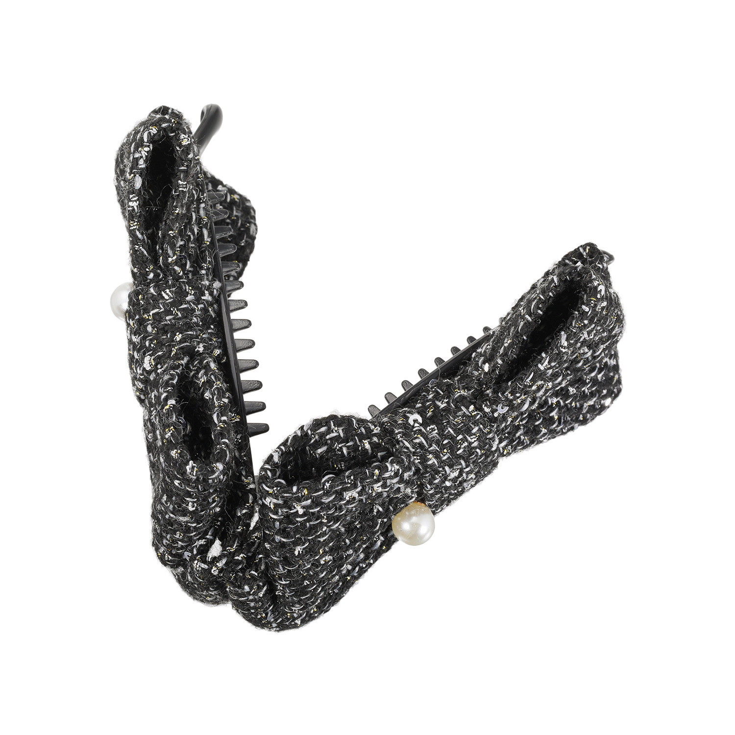 クイーンズシークレット 小枝流へアジュエリー パールビジュウ ツイードバナナクリップ