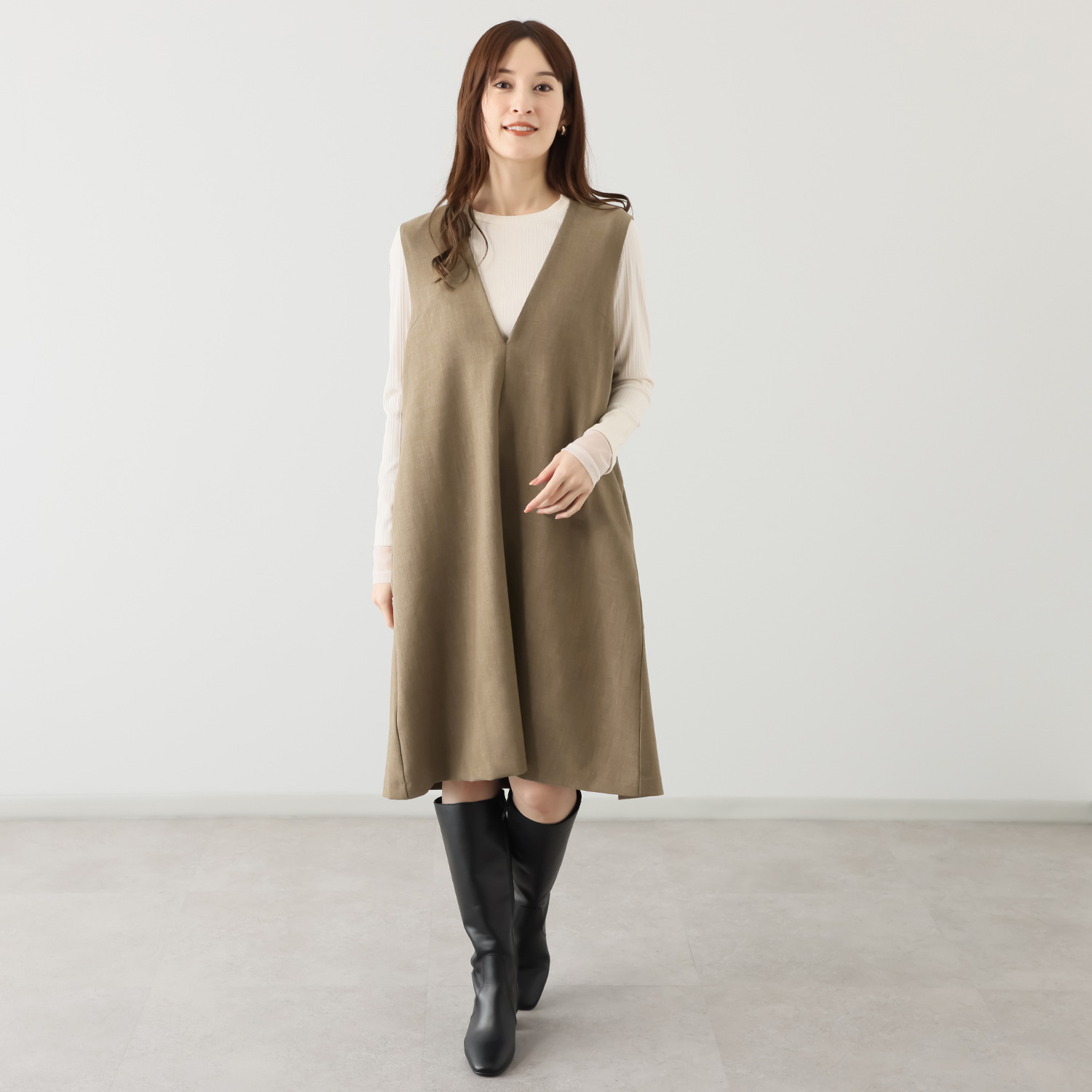 アリュメット タックデザイン ジャンパースカート